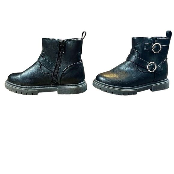 Cat & Jack Evie Lug Sole Black Ankle Boots 11 - Picture 2 of 14